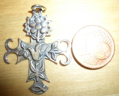 Bild: 925er Silber - Modernes Kreuz mit gefrästem Muster