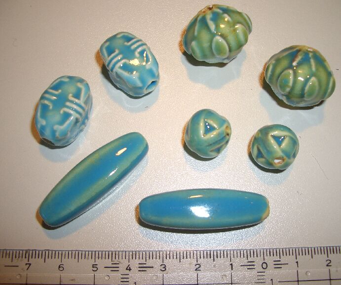 Bild: Keramik-Perle Oval groß - blaugrün - 4cm