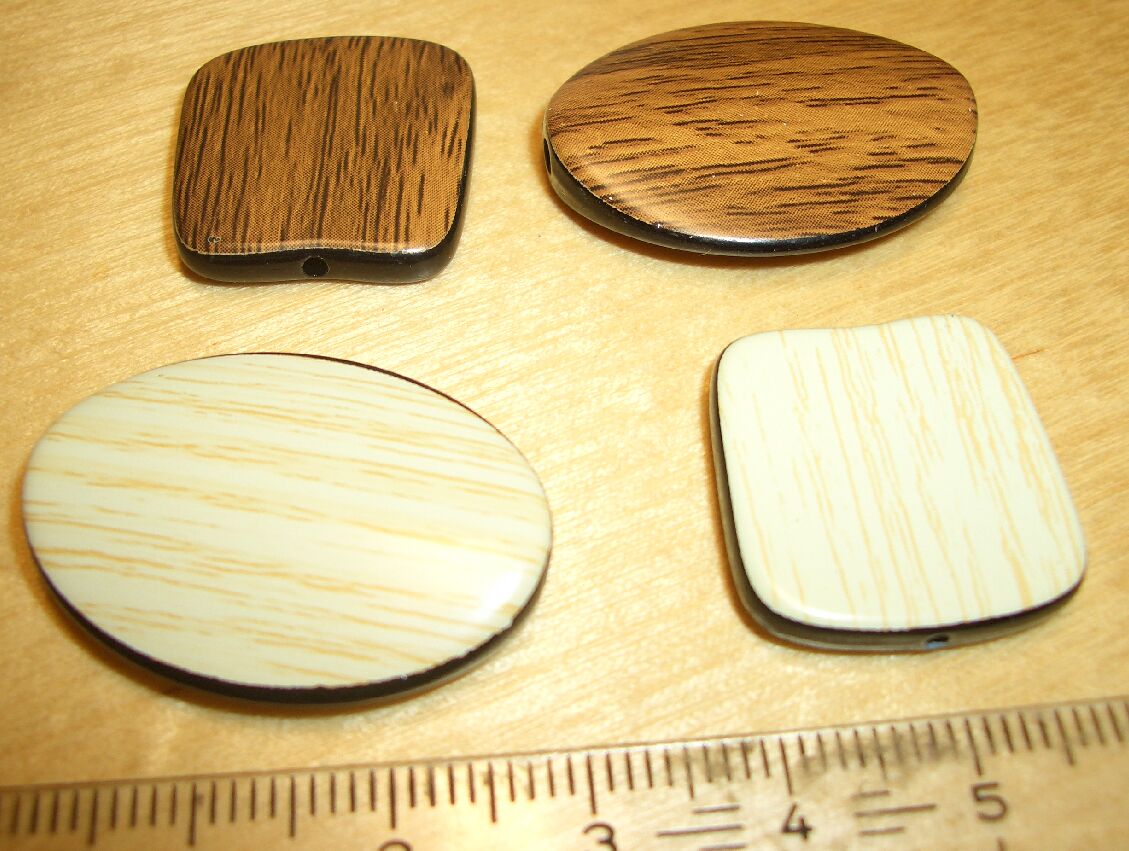 Bild: 10er Set Retro-Perlen Holz-Look - Geometrisch-Wood