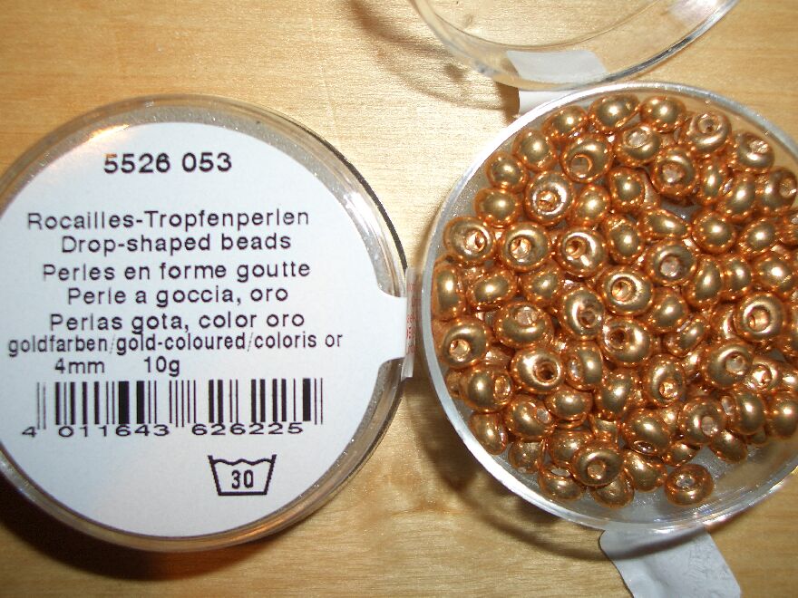 Bild: Tropfen-Rocaille opak - Gold - 4mm - 10gr Dose 