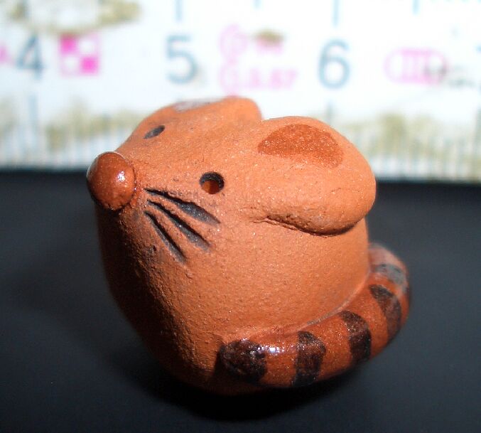 Bild: UNIKAT handmade Ton-Perle Maus - längs - 2cm	
