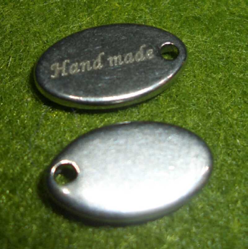Bild: Label 'Hand made in Germany' - Edelstahl - 12x7mm