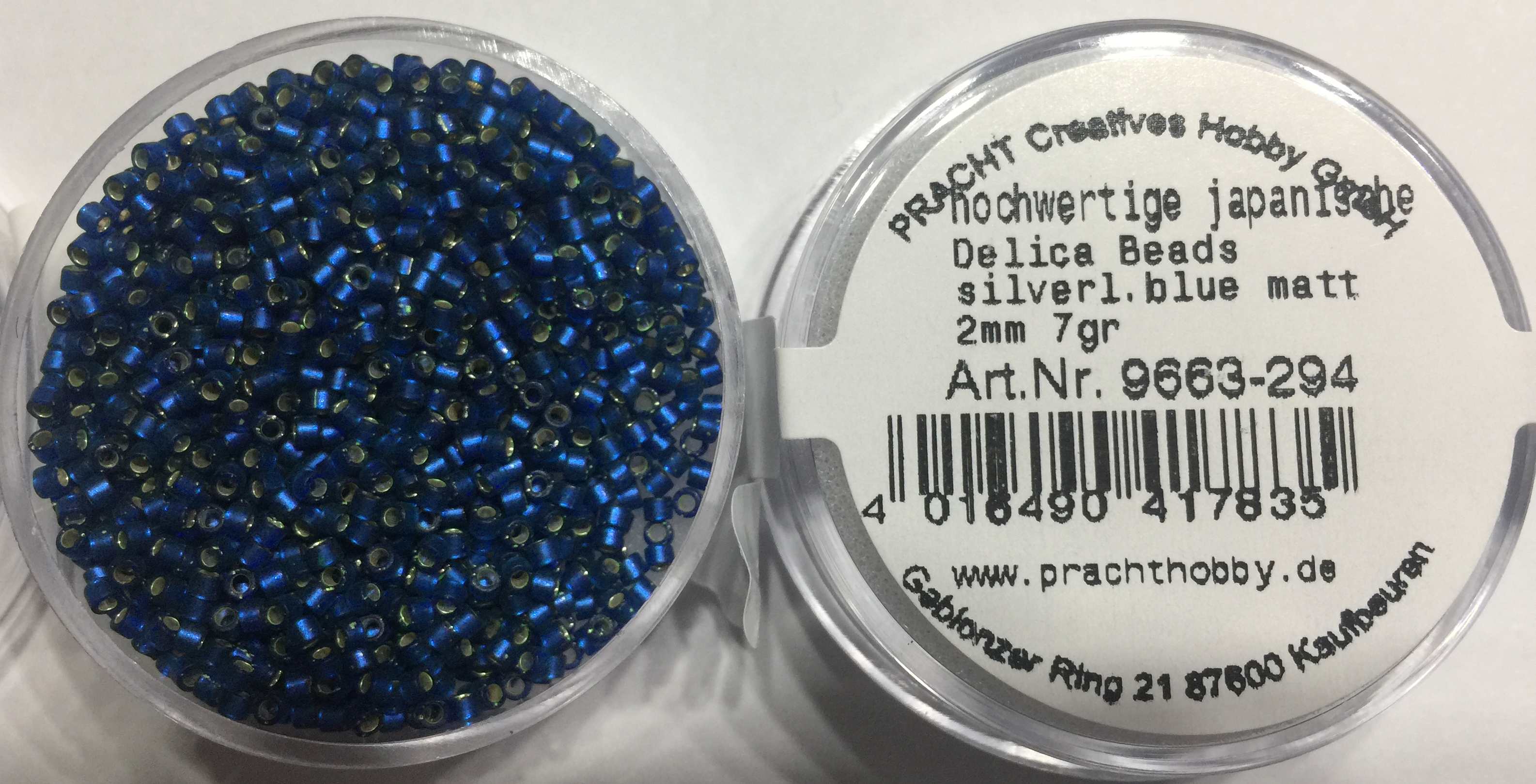 Bild: Delica Beads 2mm - Silverlined Blue matt - 7gr