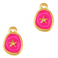 Anhänger Gold Emaille 'Seestern' - Pink - 15x10mm	