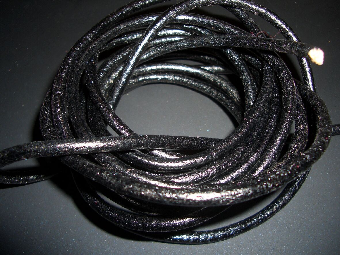 Lederband 'Rundleder' - schwarz - 3mm - per 10cm