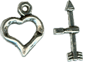 Toggle-Verschluss Herz - antiksilber	