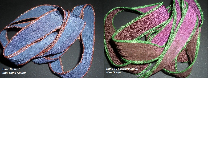 Handgef&auml;rbtes Seidenband 97cm/1cm Band 9-10