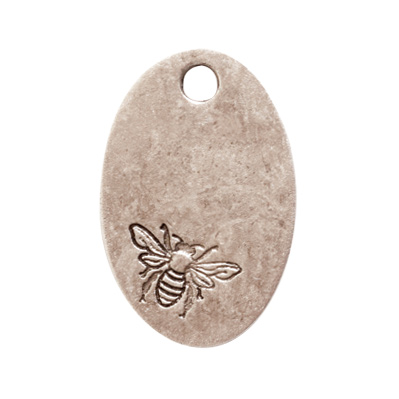 Nunn Design - Charm/Tag oval 'Bee' - Antikversilb.